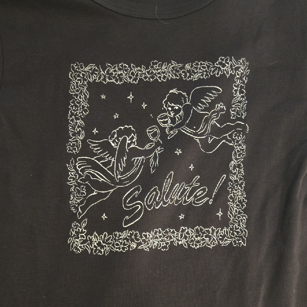Z Supply Black Tee with Angel Graphic